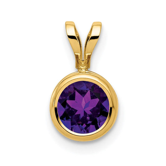 14k yellow gold 6mm amethyst checker bezel pendant xp301ac