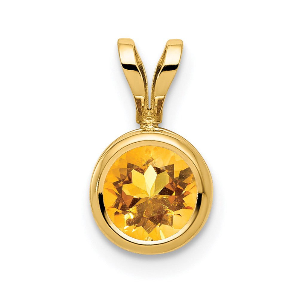 14k yellow gold 6mm citrine bezel pendant xp301ci