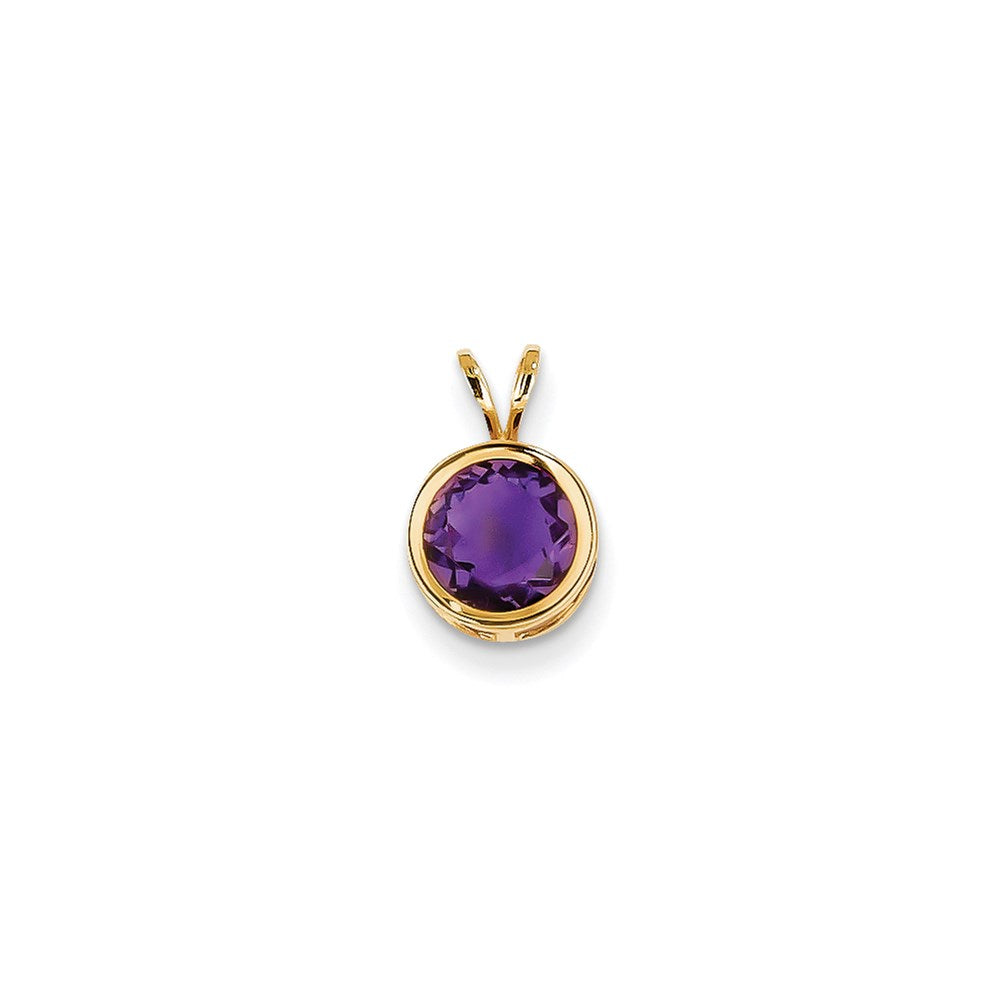 14k yellow gold 7mm amethyst checker bezel pendant xp302ac