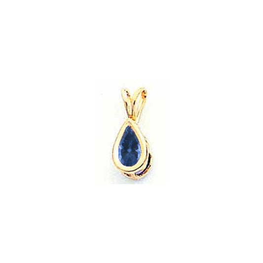14k yellow gold 6x4mm pear sapphire bezel pendant xp304s