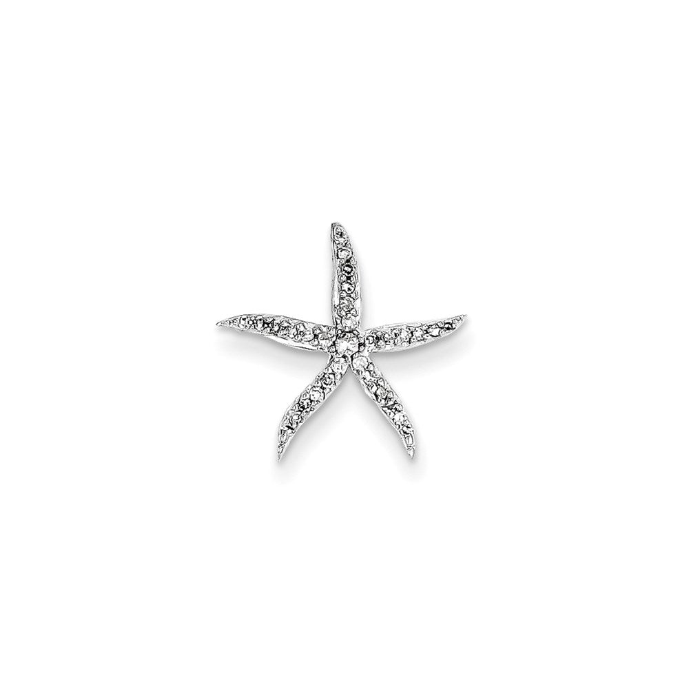 14k white gold real diamond star fish chain slide pendant xp3078aa