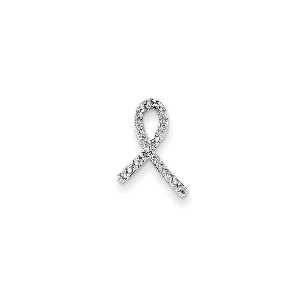 14k white gold breast cancer awareness real diamond slide pendant xp3084aa