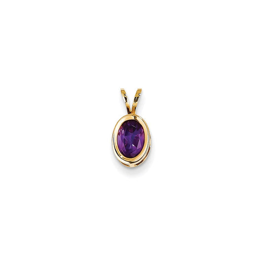 14k yellow gold 7x5mm oval amethyst bezel pendant xp308am