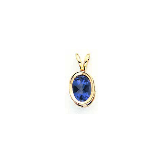 14k yellow gold 7x5mm oval sapphire bezel pendant xp308s
