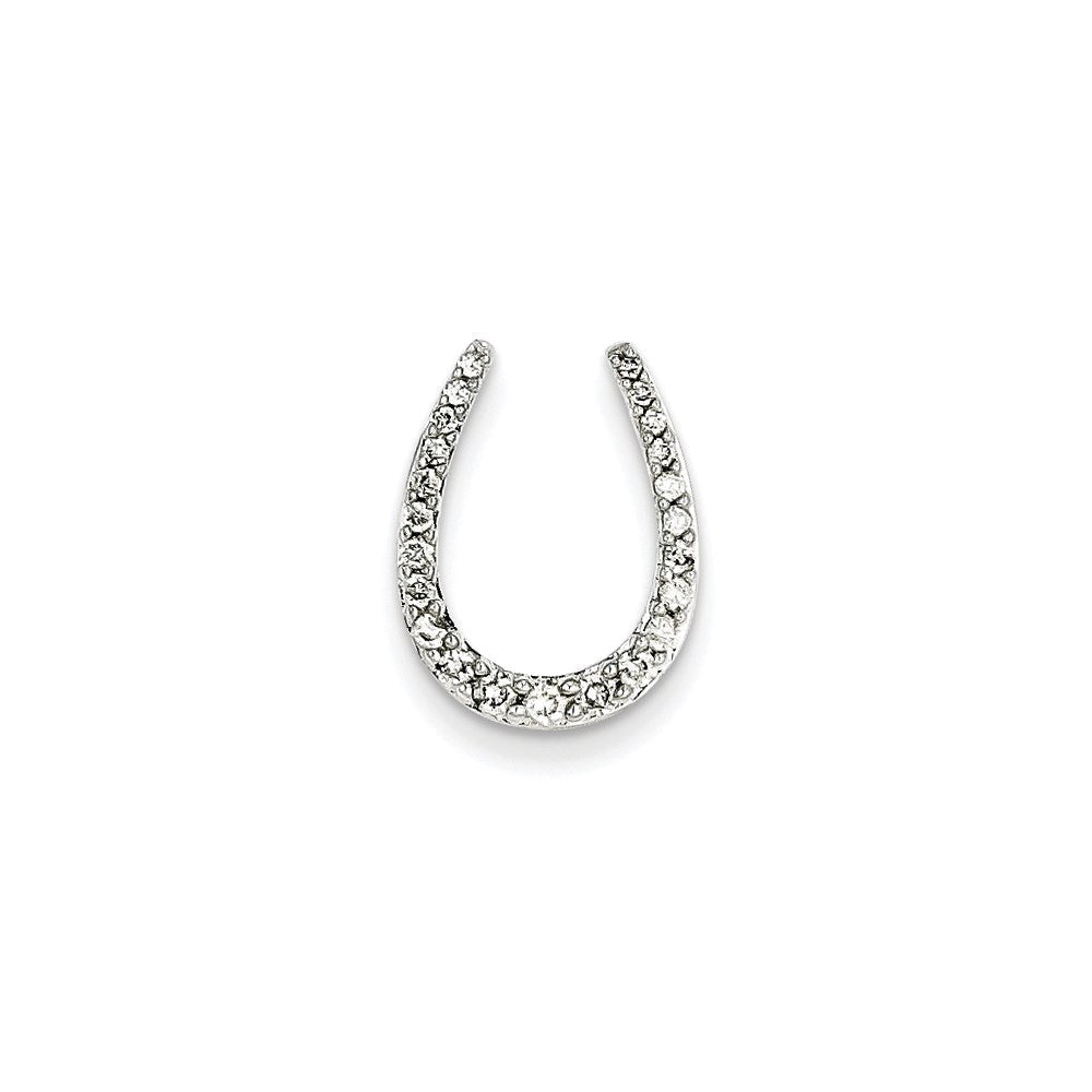 14k white gold real diamond horseshoe chain slide xp3112aa