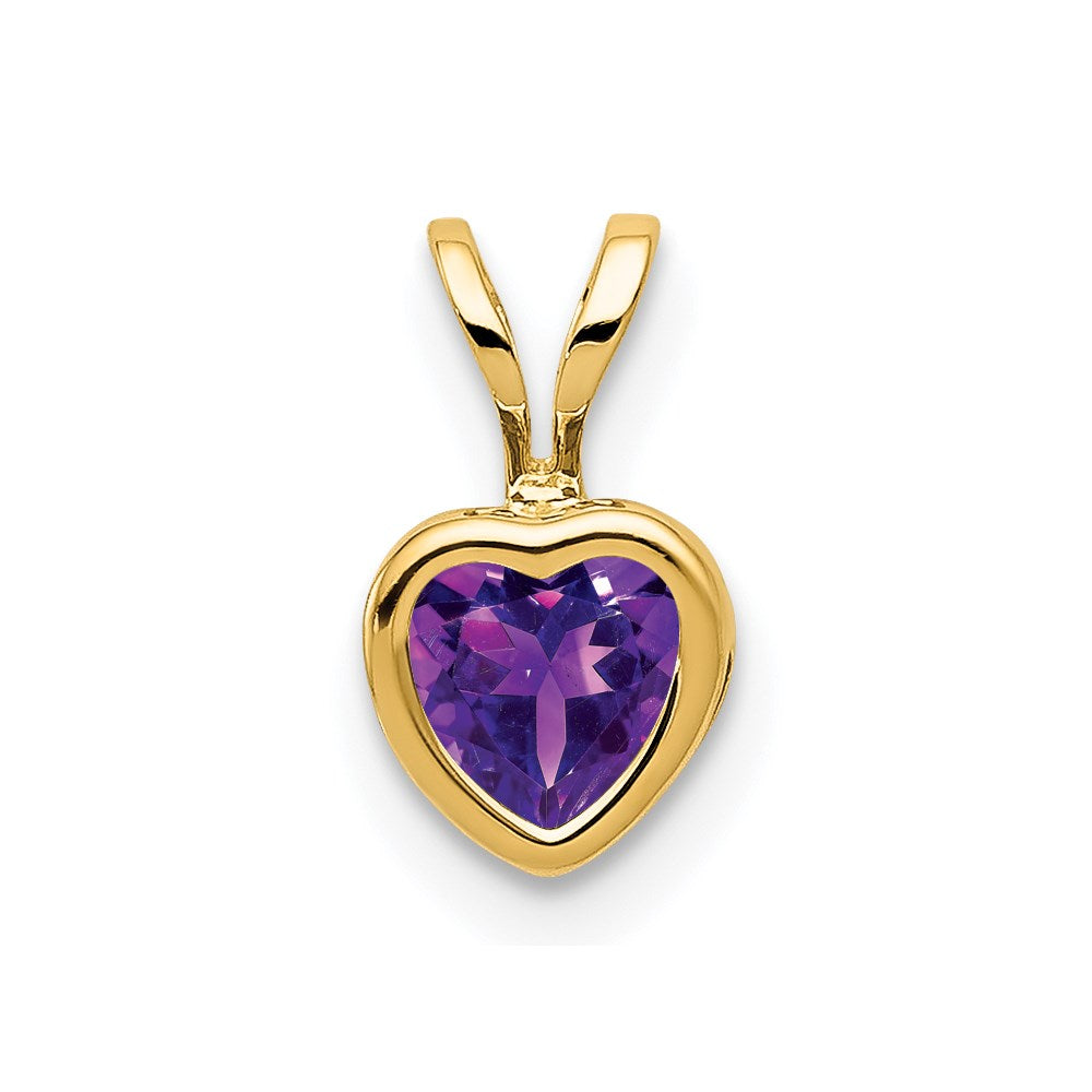14k yellow gold 5mm heart amethyst bezel pendant xp311am