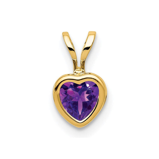 14k yellow gold 5mm heart amethyst bezel pendant xp311am