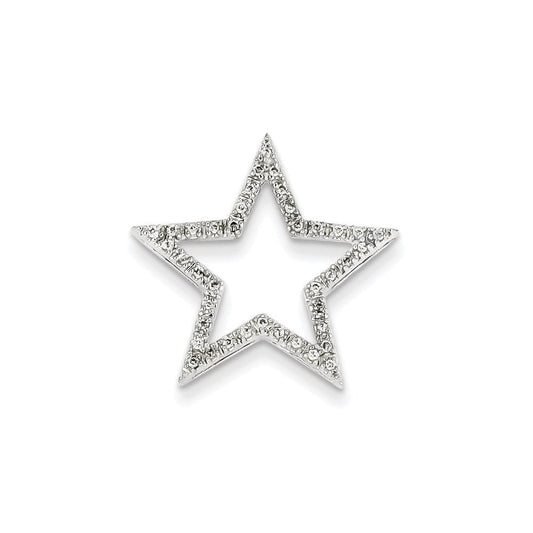 14k white gold large real diamond star chain slide pendant xp3127aa