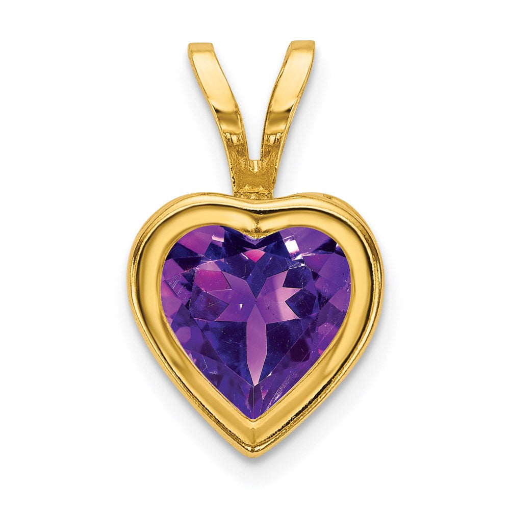 14k yellow gold 6mm heart amethyst bezel pendant xp312am