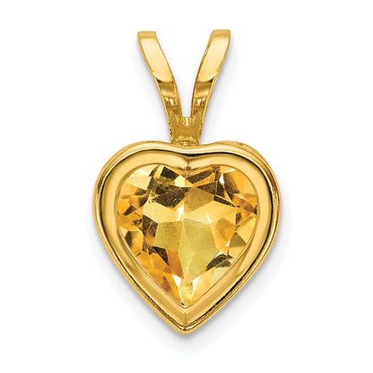 14k yellow gold 6mm heart citrine bezel pendant xp312ci