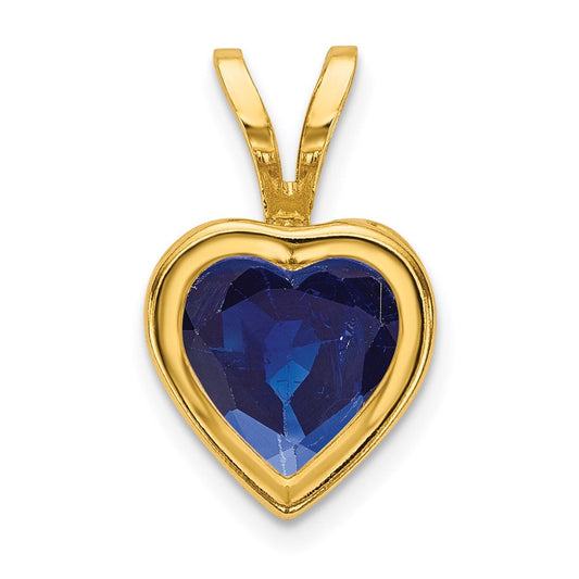 14k yellow gold 6mm heart sapphire bezel pendant xp312s