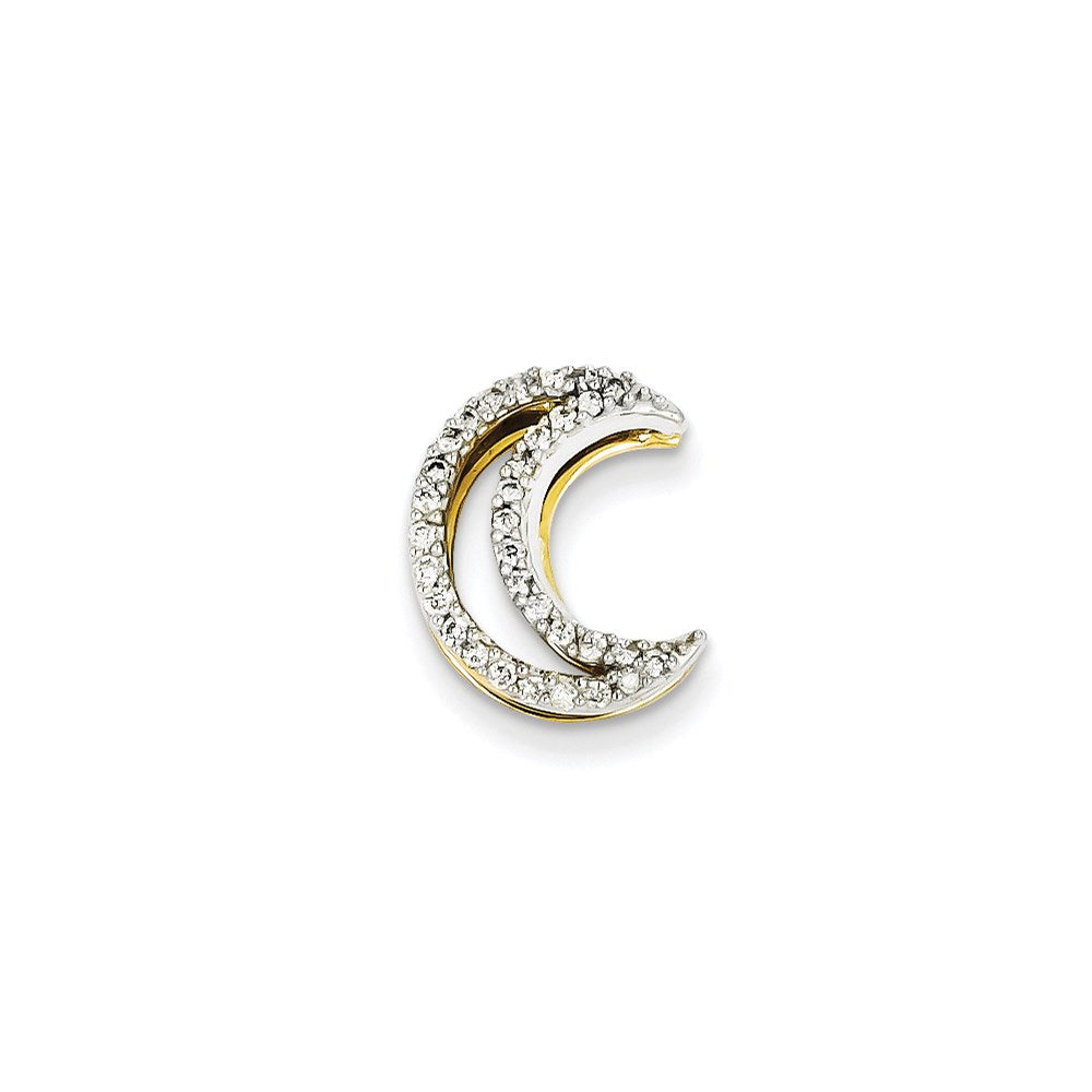 14k two tone gold real diamond moon slide xp3130a