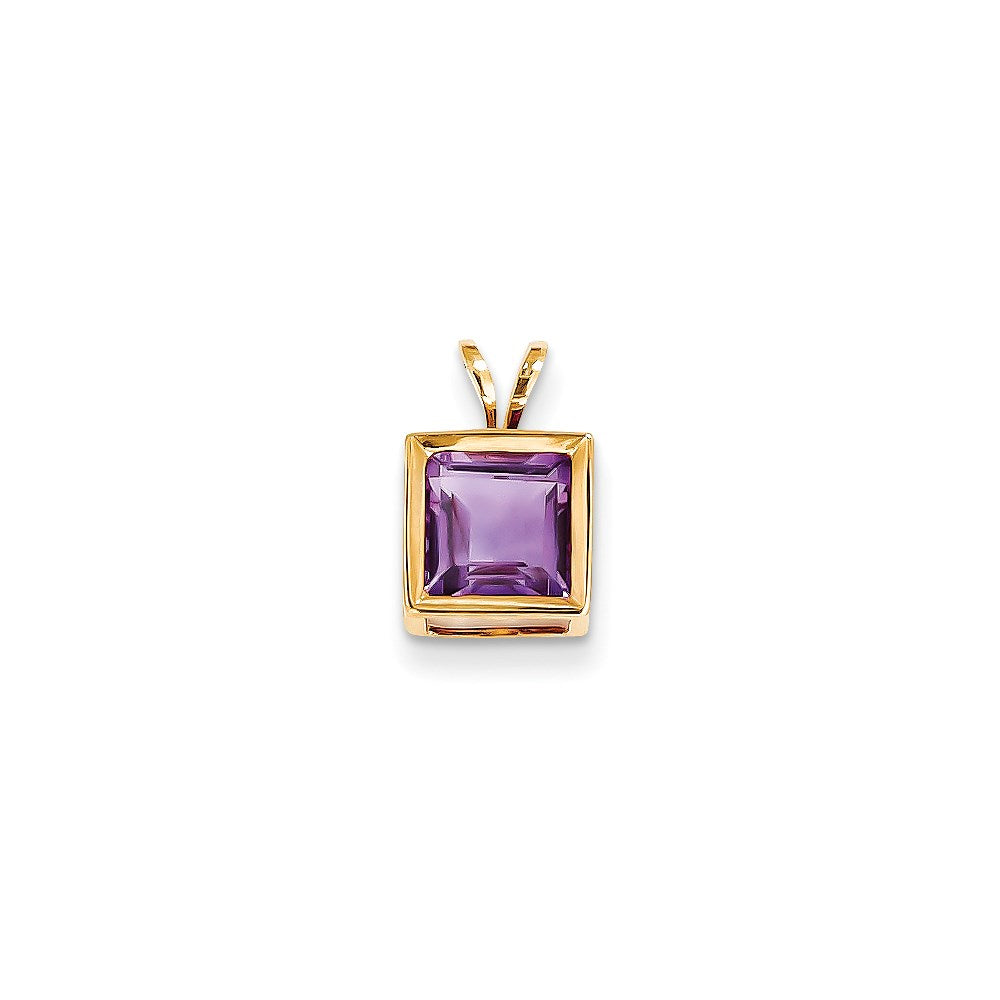 14k yellow gold 7mm amethyst bezel pendant xp317am