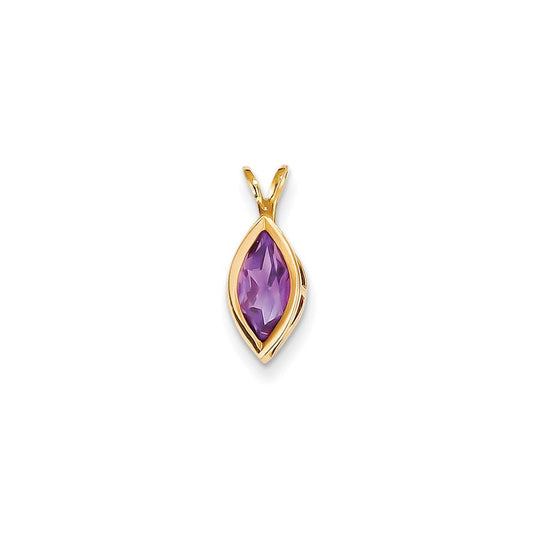 14k yellow gold 10x5mm marquise amethyst bezel pendant xp318am