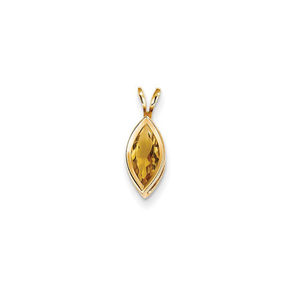 14k yellow gold 10x5mm marquise citrine bezel pendant xp318ci