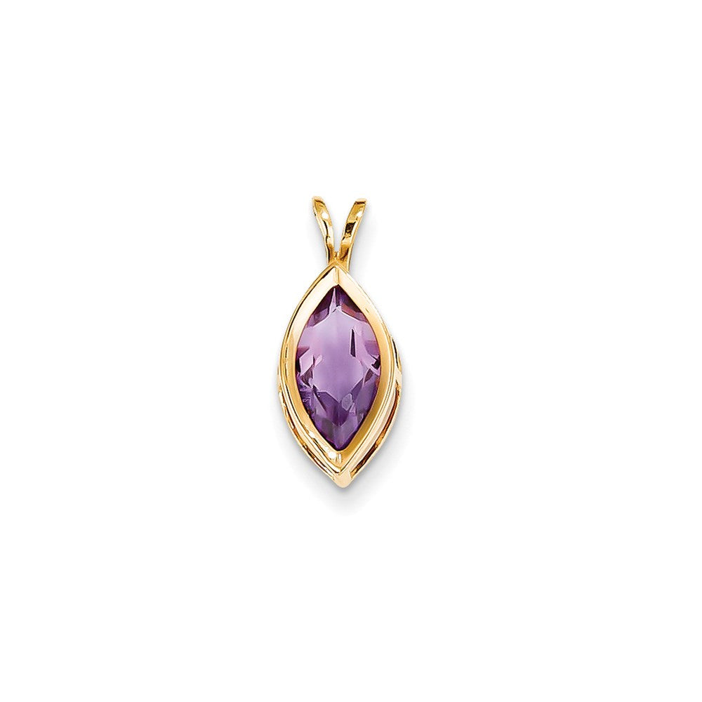 14k yellow gold 12x6mm marquise amethyst bezel pendant xp319am