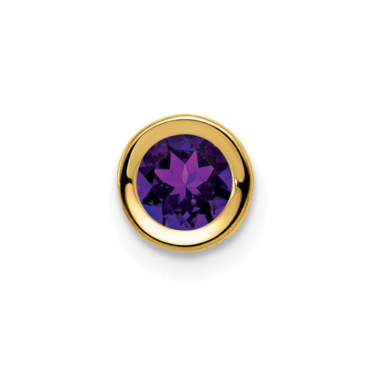 14k yellow gold 5mm amethyst bezel pendant xp320am