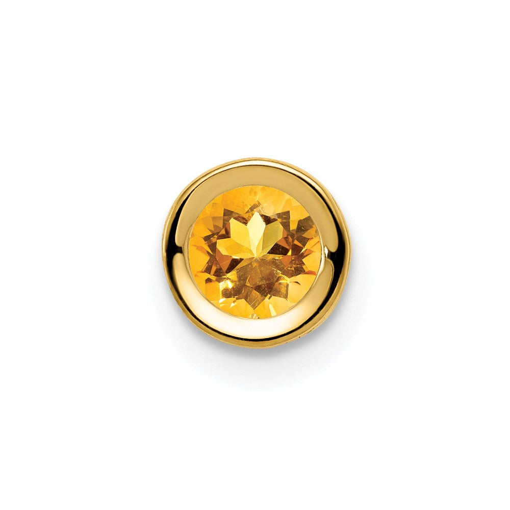14k yellow gold 5mm citrine bezel pendant xp320ci