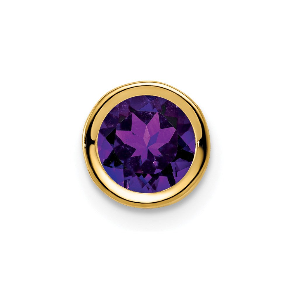 14k yellow gold 6mm amethyst bezel pendant xp321am