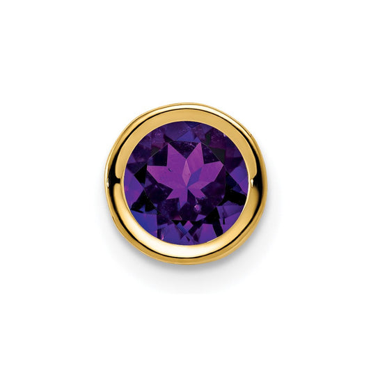 14k yellow gold 6mm amethyst bezel pendant xp321am