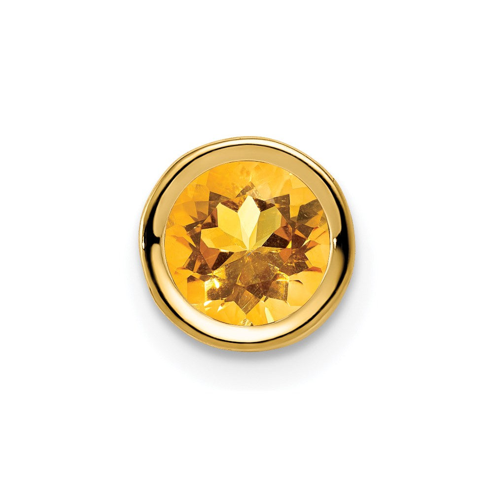 14k yellow gold 6mm citrine checker bezel pendant xp321cc
