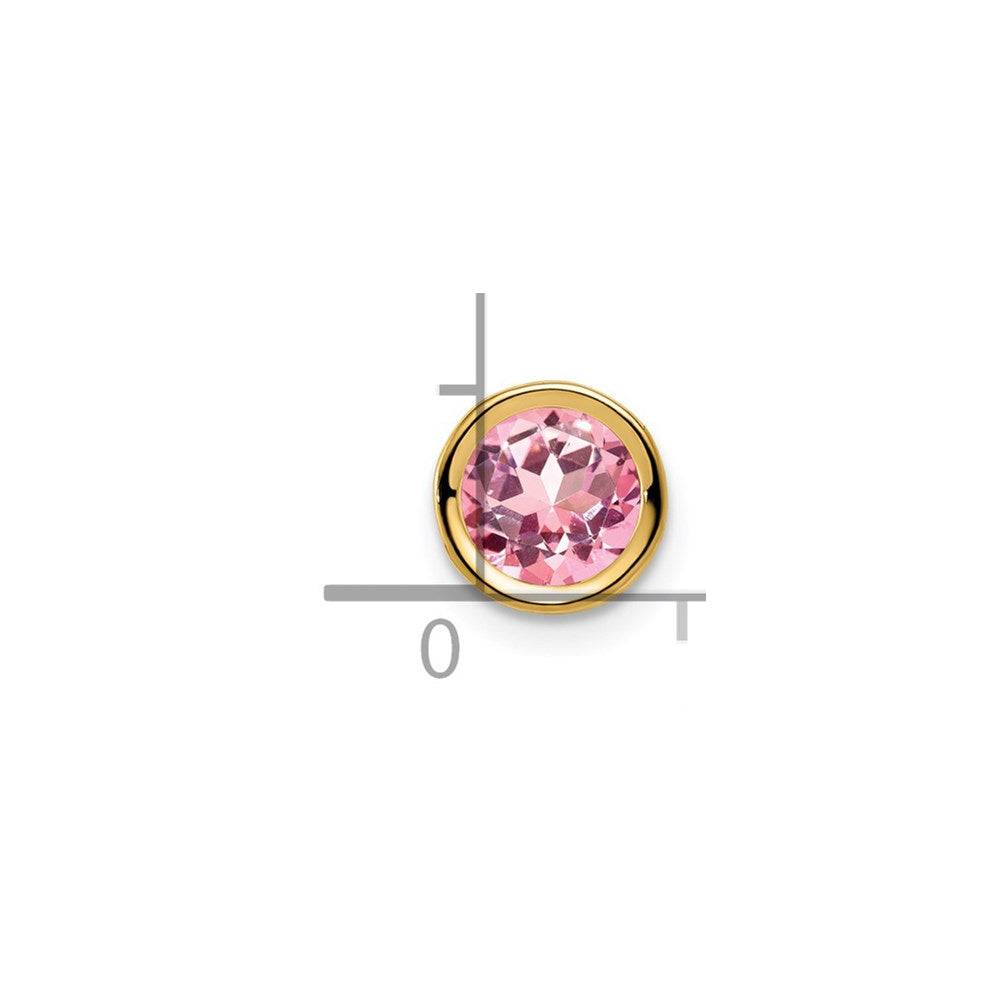 14k Yellow Gold 6mm Pink Tourmaline bezel pendant
