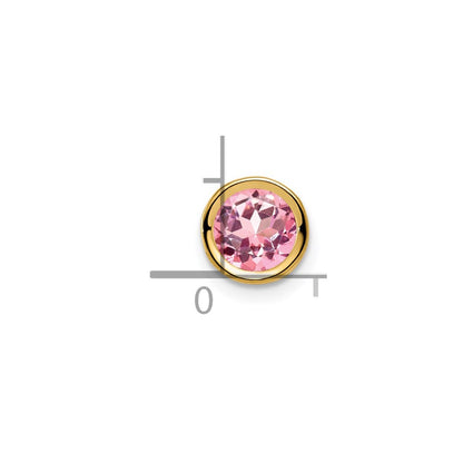 14k Yellow Gold 6mm Pink Tourmaline bezel pendant