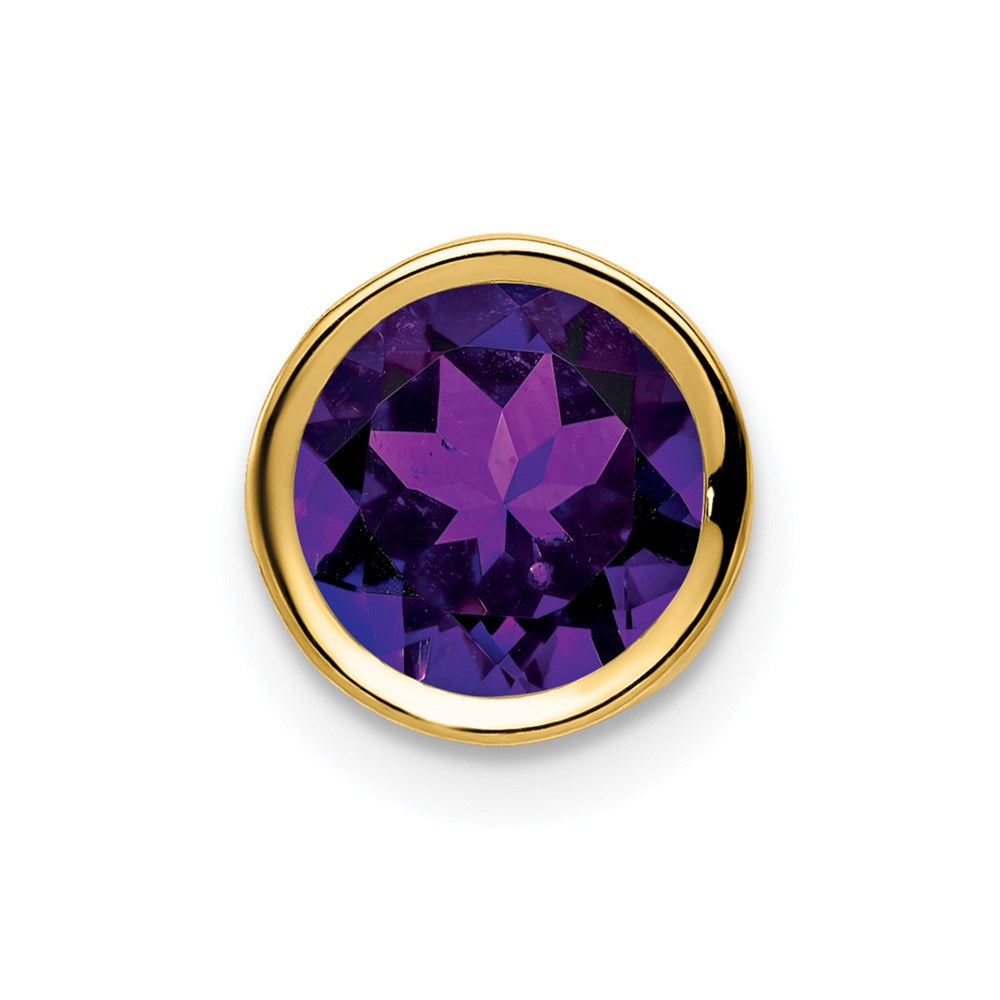 14k yellow gold 7mm amethyst bezel pendant xp322am