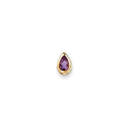 14k yellow gold 6x4mm pear amethyst checker bezel pendant xp323ac