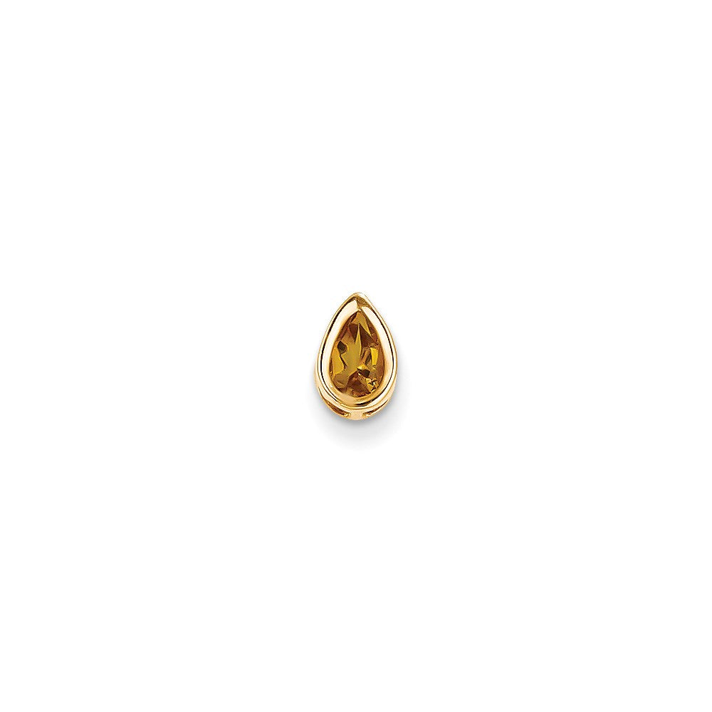 14k yellow gold 6x4mm pear citrine bezel pendant xp323ci