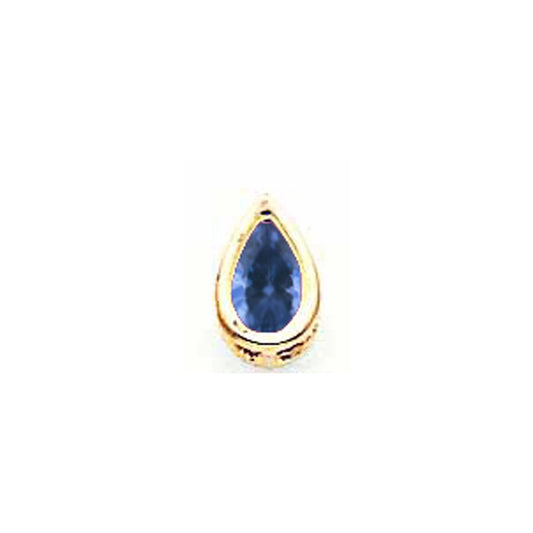 14k yellow gold 6x4mm pear sapphire bezel pendant xp323s