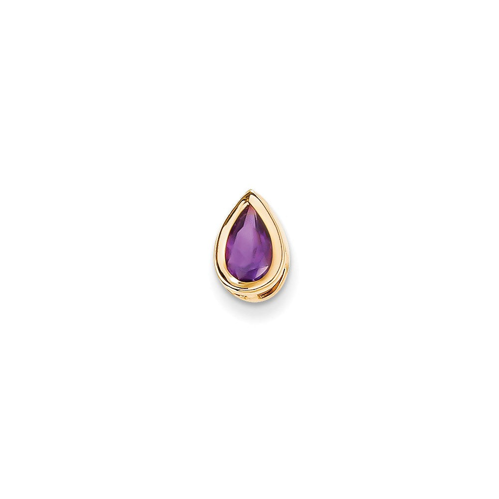 14k yellow gold 8x5mm pear amethyst checker bezel pendant xp324ac