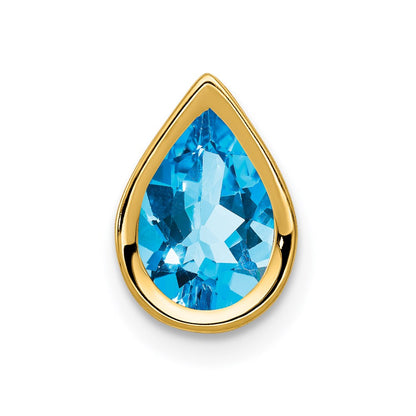 14k yellow gold 9x6mm pear blue topaz bezel pendant xp325bt