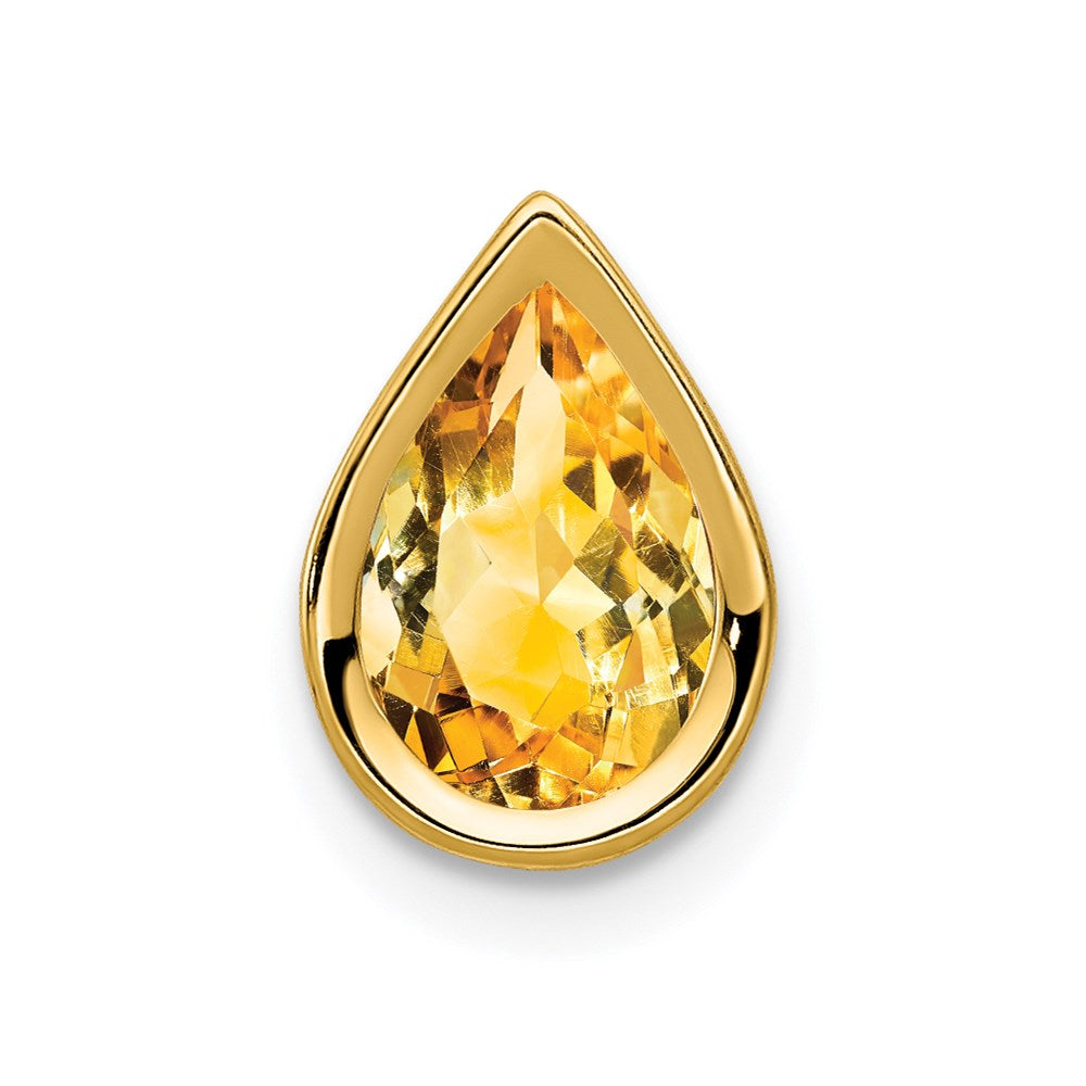 14k yellow gold 9x6mm pear citrine bezel pendant xp325ci