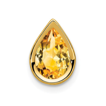 14k yellow gold 9x6mm pear citrine bezel pendant xp325ci