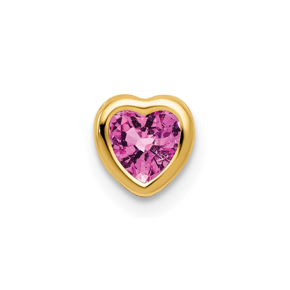 14k yellow gold 5mm heart pink sapphire bezel pendant xp326sp