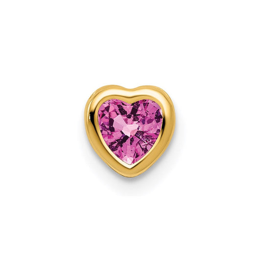 14k yellow gold 5mm heart pink sapphire bezel pendant xp326sp