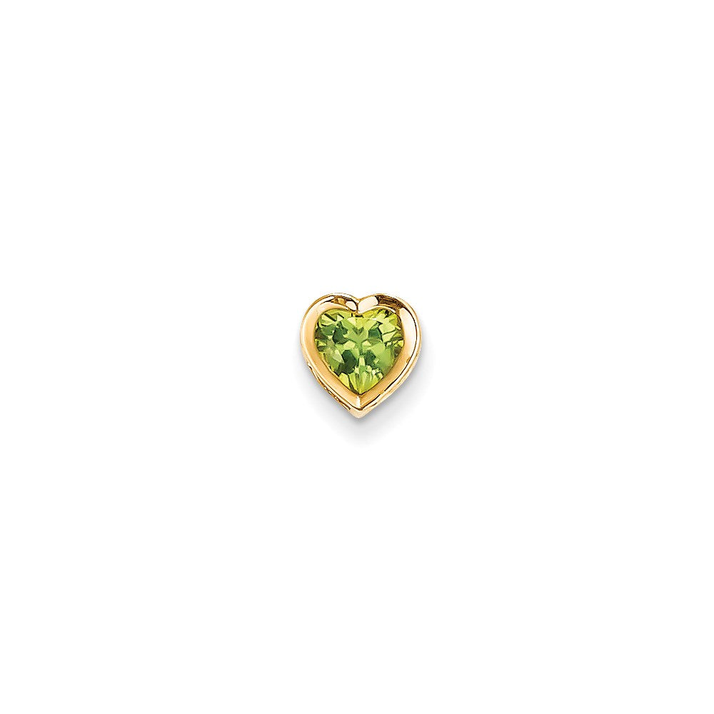 14k yellow gold 6mm heart peridot bezel pendant xp327pe