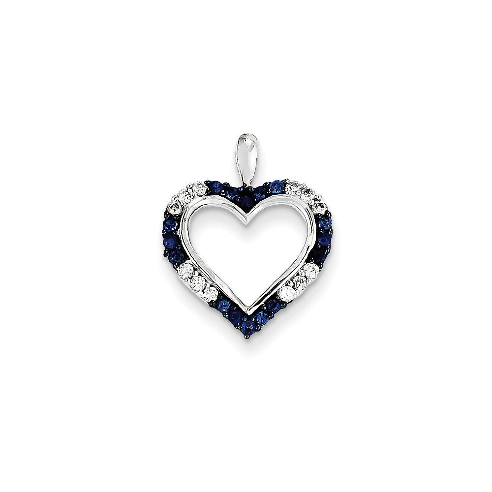 14k white goldrhodium sapphire real diamond white real diamonds heart pendant xp3285s a