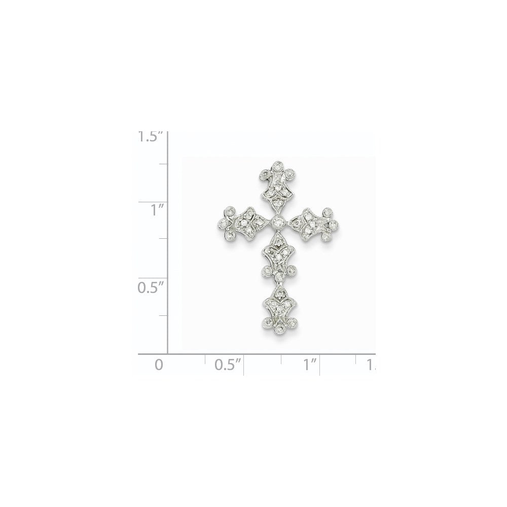 14k White Gold Diamond Filigree Cross Pendant