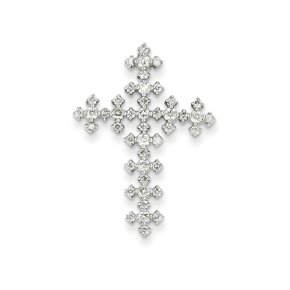 14k white gold real diamond celtic cross pendant xp3294aa