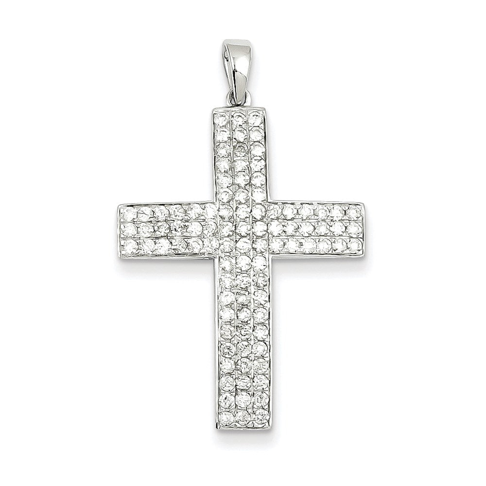 14k white gold real diamond latin cross pendant xp3298a