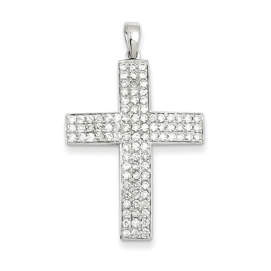 14k white gold real diamond latin cross pendant xp3298a
