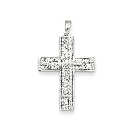 14k white gold real diamond latin cross pendant xp3299a