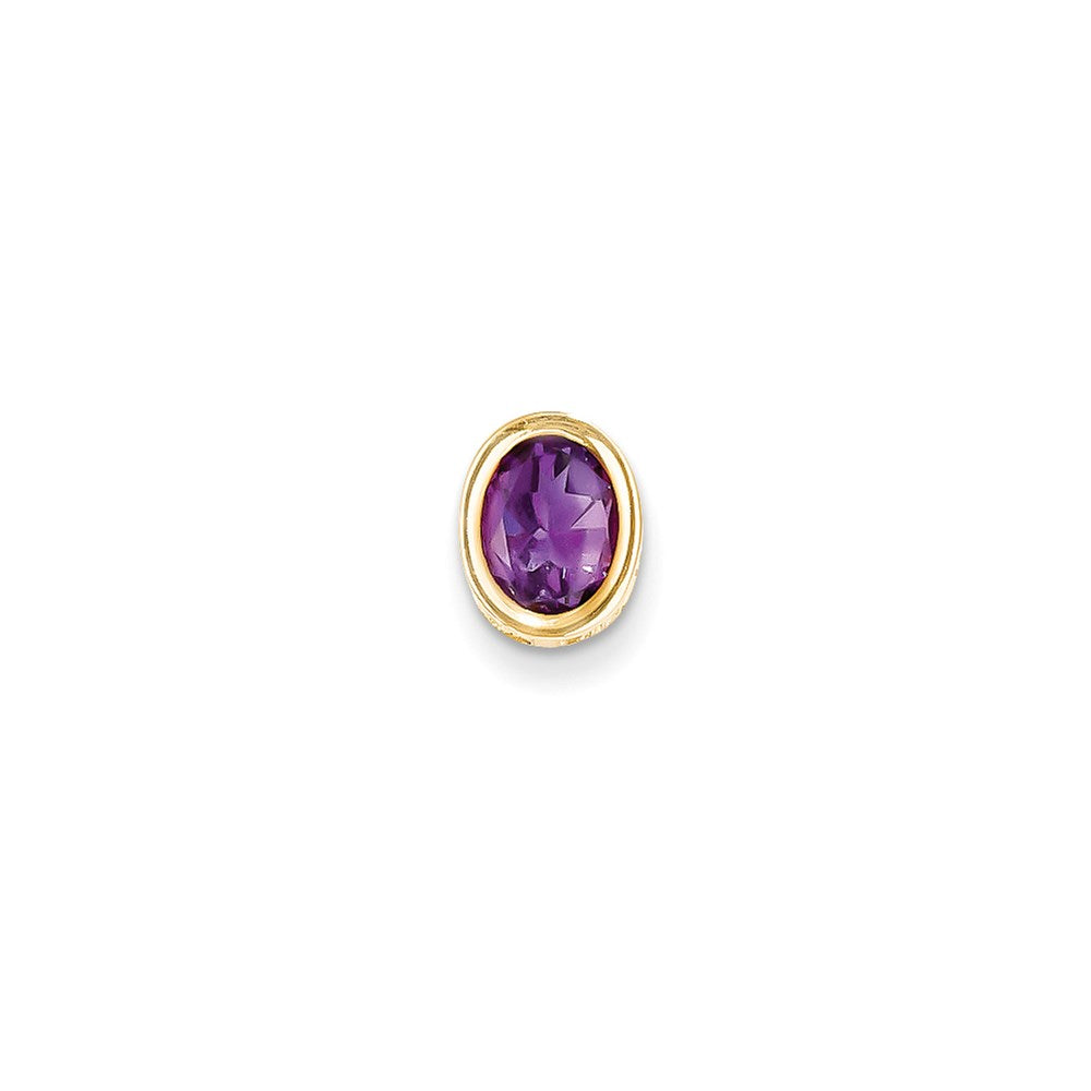 14k yellow gold 8x6mm oval amethyst checker bezel pendant xp329ac