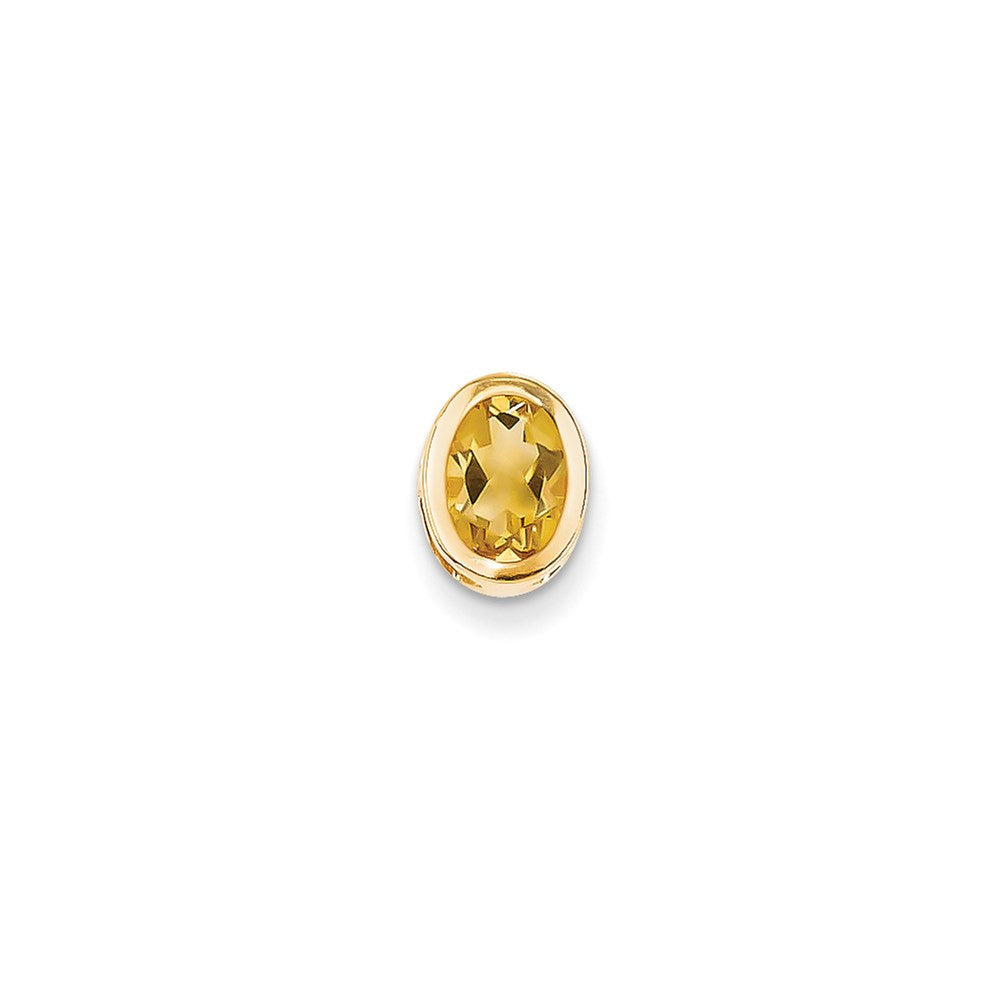 14k yellow gold 8x6mm oval citrine checker bezel pendant xp329cc