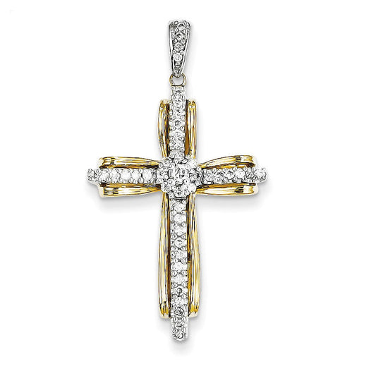 14k two tone gold real diamond passion cross pendant xp3303a