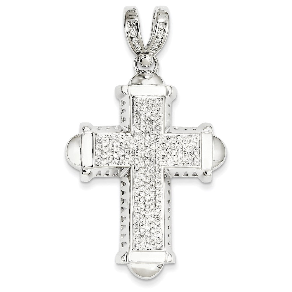 14k White Gold Diamond Cross Pendant