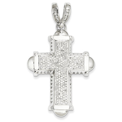 14k White Gold Diamond Cross Pendant