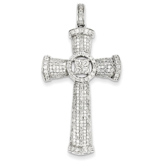 14k white gold real diamond cross pendant xp3306aa